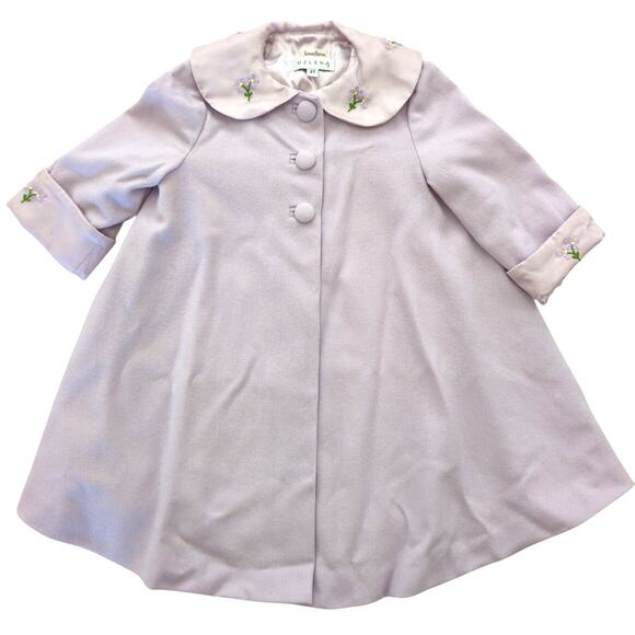 VTG Neiman Marcus HELENA Lilac Sleeveless Dress & Matching Wool Overcoat Size 3T - Picture 2 of 16